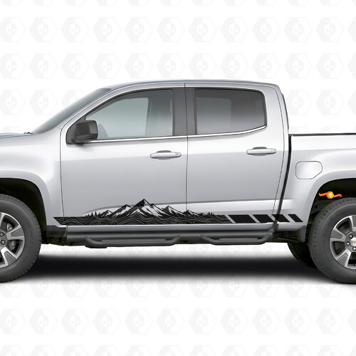 Strisce in Vinile con Profilo Topografico Montano per Porta e Minigonna per Chevrolet Colorado 2ª Generazione 2015-2022