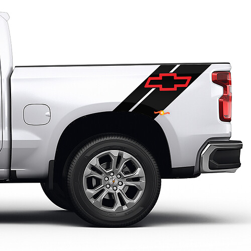 Strisce laterali per letto fuoristrada 4x4 Adesivi Decalcomanie in 2 colori per letto Chevrolet
