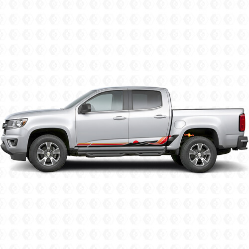 Strisce in vinile Retro Mountain Wave per porte e pannelli sottoporta per Chevrolet Colorado 2ª generazione 2015-2022