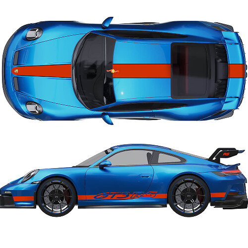 Kit adesivi Cofano Tetto Spoiler posteriore Strisce per Porsche 991 gt3 RS
