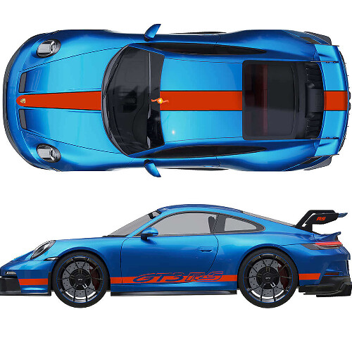 Kit Adesivi Cofano Tetto Spoiler Posteriore Strisce per Porsche 991 GT3 RS