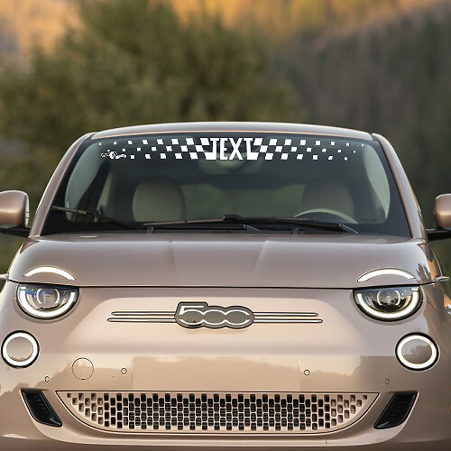 Adesivi Grafici a Strisce a Scacchiera Personalizzati per Parabrezza Anteriore Fiat 500