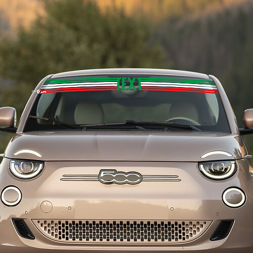 Testo Personalizzato Adesivo Parabrezza Bandiera Italia per Fiat 500