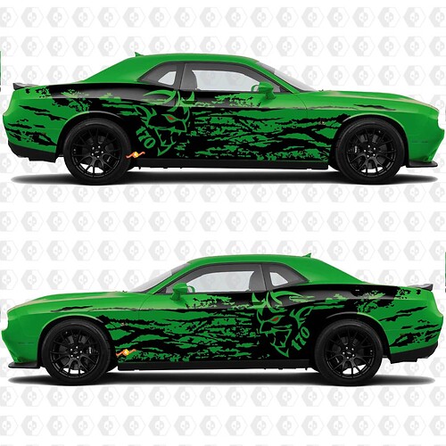 Kit laterale grunge Demon 170 Splash HellCat in vinile per Dodge Challenger o Charger
