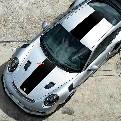 Kit di adesivi in vinile per strisce centrali su cofano e tetto per Porsche 991 GT2 RS