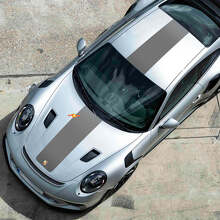 Kit di adesivi in vinile per strisce centrali su cofano e tetto per Porsche 991 GT2 RS_2
