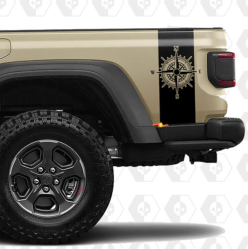 Coppia di kit strisce decorative da corsa 4x4 per fiancate posteriori del letto per Jeep Gladiator
