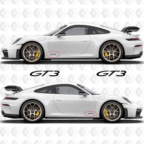 Adesivo Decal GT3 Emblema per la parte posteriore e i lati della Porsche 911 GT3
