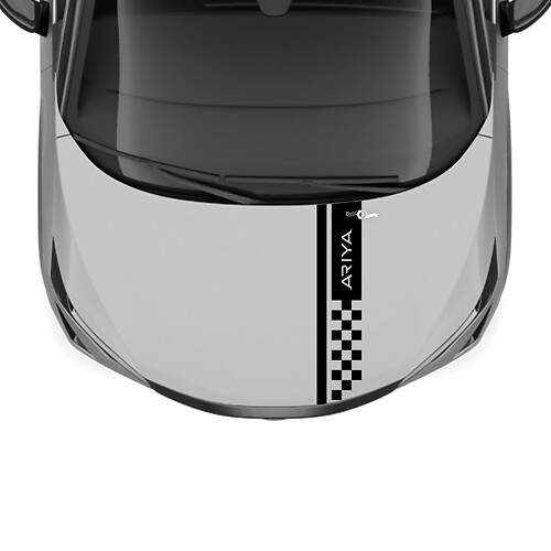 Adesivo grafico a scacchi per corse sul cofano per Nissan ARIYA
