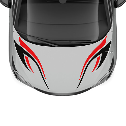Adesivo grafico da corsa a strisce tribali a doppio colore per il cofano per Nissan ARIYA
 1