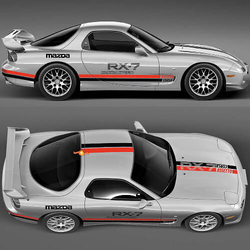 Kit completo adesivo striscia laterale cofano - Adesivo in vinile personalizzato per Mazda RX-7 Sport
