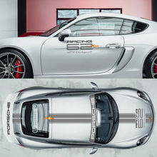Decalcomanie adesive per fiancate, cofano, tetto e parabrezza per Porsche 718 Cayman GT4 Clubsport Racing.
 2