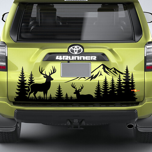Kit adesivo in vinile con montagne, foresta, alce e cervo per Toyota 4Runner
 1