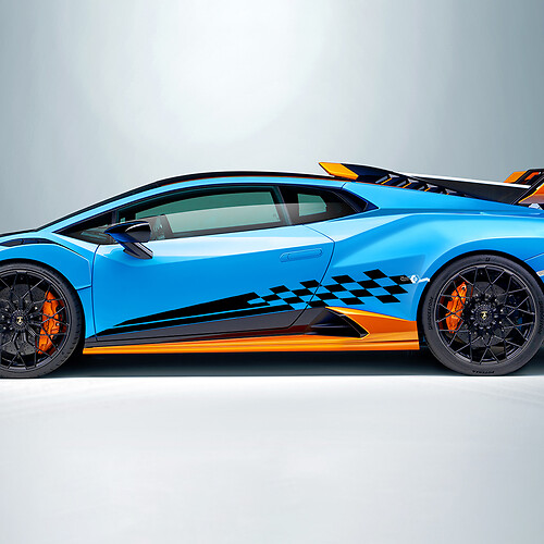 Adesivo in vinile a strisce a scacchi con bandiera laterale per Lamborghini STO 2
