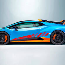 Adesivo in vinile a strisce a scacchi con bandiera laterale per Lamborghini STO
 3