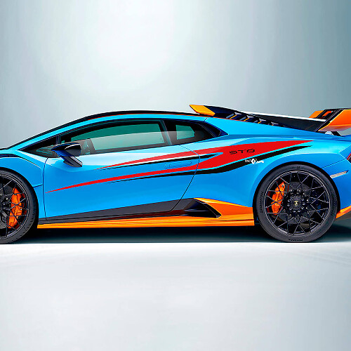 Due colori Strisce Laterali Adesivo in Vinile Grafica per Lamborghini STO
