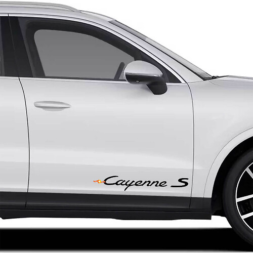 Coppia di Adesivi Vinile con Scritta Cayenne S per Porta per Porsche Cayenne