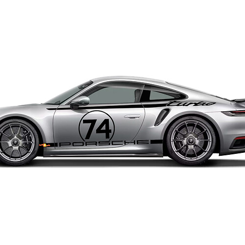 Kit adesivi decalcomania con strisce Heritage Design grafiche Side 911 Turbo 50 Years 2025 per Porsche 911 Turbo S 992.2
