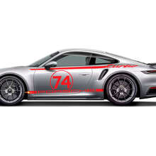 Adesivo con strisce di design Laterale 911 Turbo 50 Anni per Porsche 911 Turbo S 992.2 3