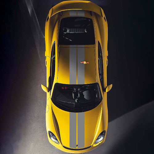 Kit adesivi vinilici a doppia banda da corsa per cofano e tetto per Porsche Cayman 718