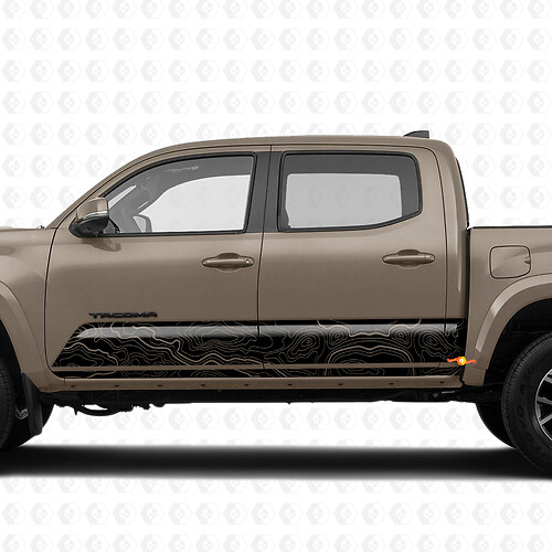 Adesivo in vinile per fiancata con mappa topografica sul pannello laterale adatto a Toyota Tacoma
