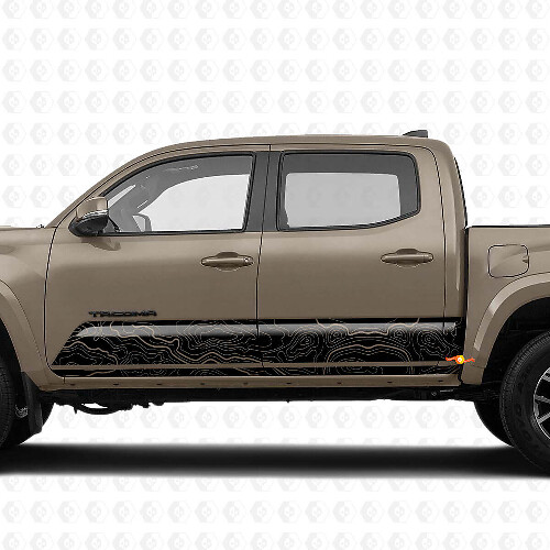 Kit di decalcomanie in vinile a striscia laterale per sottoporta mappa topografica per Toyota Tacoma