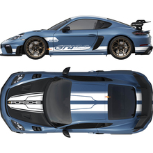 Adesivo a strisce doppie per cofano, tetto, posteriore e laterali per Porsche Cayman 718 GT4RS
 2