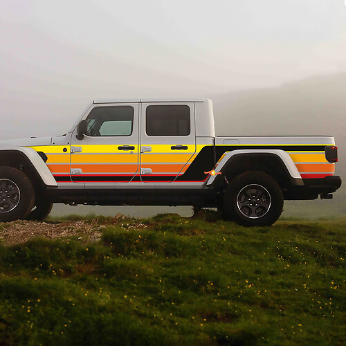 Adesivo grafico a righe retrò vintage laterali in vinile per Jeep Gladiator
