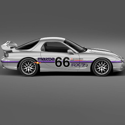 Kit completo di strisce adesive laterali per cofano 66 - Adesivo in vinile personalizzato per Mazda RX-7 Sport

