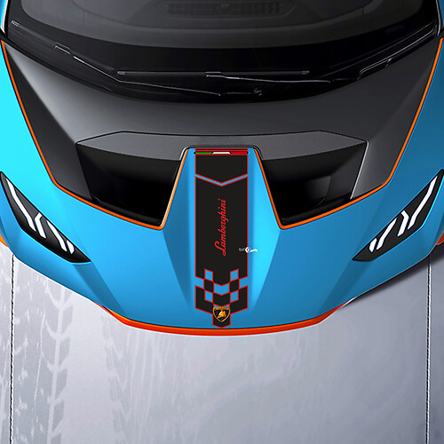 Adesivo in vinile a scacchi da corsa per cofano per Lamborghini STO
