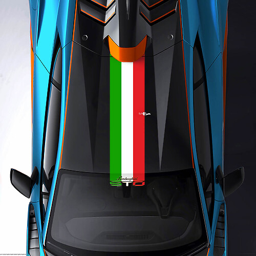 Striscia tricolore sul tetto e parabrezza STO logo Racing Adesivo in vinile Grafica per Lamborghini STO
