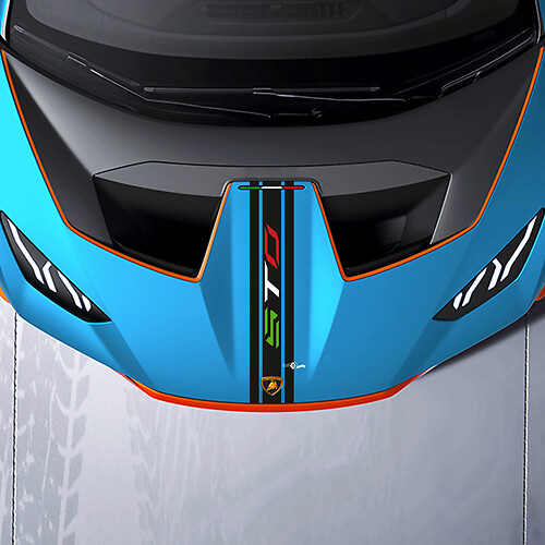Striscia centrale del cofano logo STO Adesivo in vinile Racing Grafica per Lamborghini STO