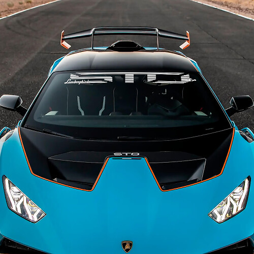Adesivo in vinile con grafica del logo STO per parabrezza Lamborghini STO 2
