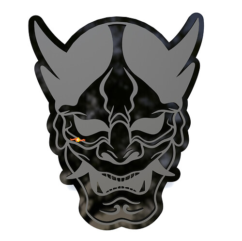 Maschera Hannya Stemmi Parafango Noh Giapponesi Emblema Portellone Badge 3D
 1