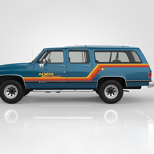 Kit grafici - Adesivo in vinile a strisce retrò vintage 4x4 Off-Road per GMC Suburban del 1991
