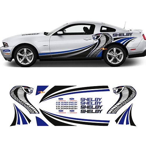 Kit adesivi grafici laterali SHELBY per Ford Mustang