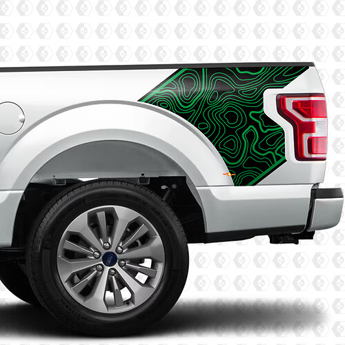 Coppia di adesivi grafici per fianco letto mappa topografica per Ford F150 Raptor