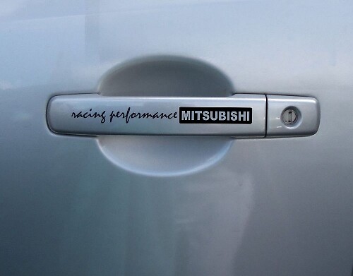 4x Decalcomania adesiva in vinile Mitsubishi Racing Performance Handle Motorsports Racing adatta a Evo Lancer