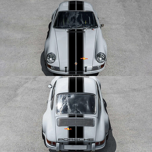 Cofano Tetto Posteriore Porsche Adesivo a Strisce Doppie per Porsche 911 ST 1970
 1