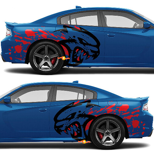 SRT Hellcat con adesivi grafici per parafanghi posteriori laterali in stile Blood per Dodge Charger o Challenger
