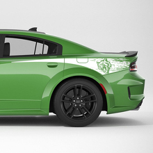 Kit di decalcomanie in vinile per strisce laterali posteriori in stile usurato Hellcat per Dodge Charger_2