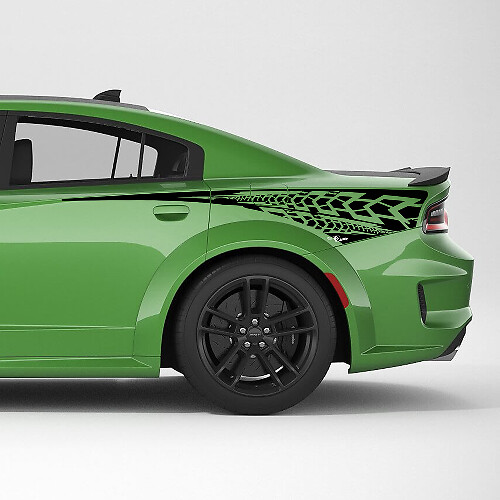 Striscia laterale in vinile con impronte di pneumatici per il quarto posteriore della Dodge Charger
