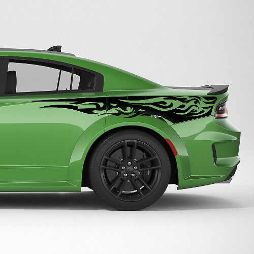 Fiamme Striscia Laterale Posteriore in Vinile Adesivo Decalcomania per Dodge Charger
