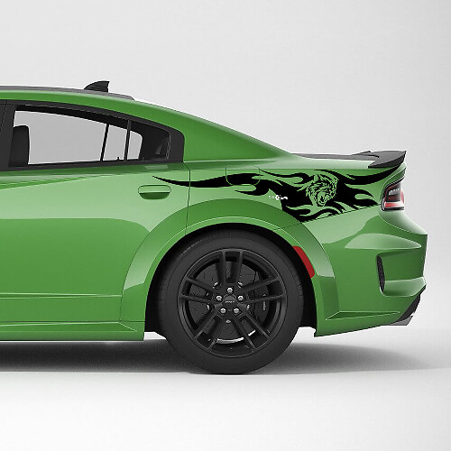 Kit di adesivi in vinile a strisce laterali posteriori Wildcat Flames per Dodge Charger