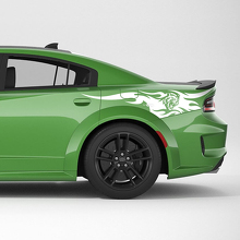 Kit di adesivi in vinile a strisce laterali posteriori Wildcat Flames per Dodge Charger_2