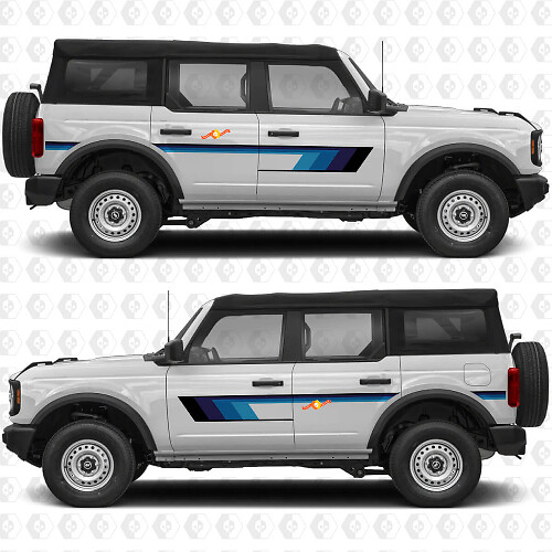 Portiere Laterali Strisce Grafiche Decalcomanie Stickers Retrò Heritage Vintage per Ford Bronco
 1