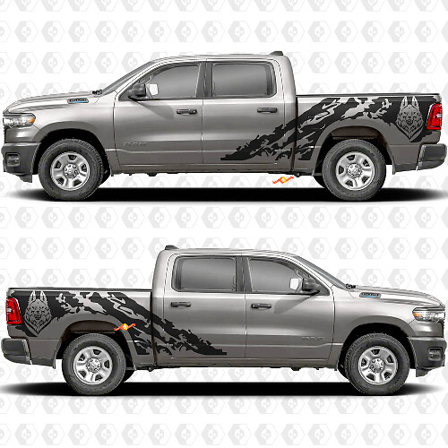 Adesivo in Vinile a Spruzzi di Fango con Lupo per Parafango Dodge Ram 1500
