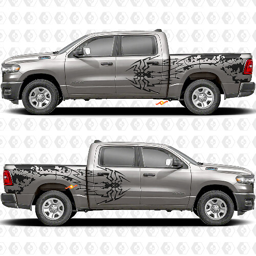 Side Doors Bedside Spider Splash Stickers Decals Graphics for Dodge RAM 1500