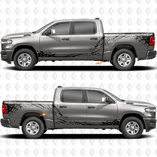 Kit di Adesivi in Vinile con Grafiche Antispruzzo per Sponda Letto Dodge RAM 1500