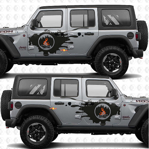 Kit di Adesivi in Vinile per Porta Laterale del Fuoco da Campo per Jeep Wrangler